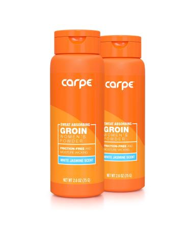 Carpe No-Sweat Groin Powder (for Women) - Designed for Maximum Sweat Absorption - Mess and Friction Free Stop Chafing - Talc Free Powder Women s Groin Powder (Pack of 2) 2.6 Ounce (Pack of 2)