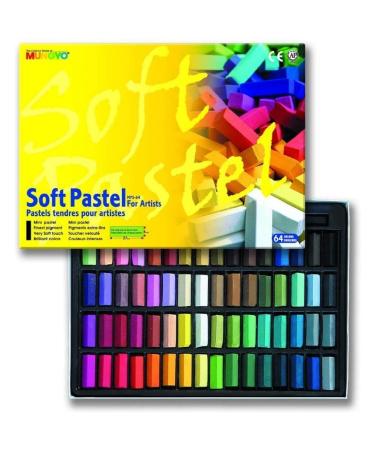 MUNGYO Non Toxic Square Chalk Soft Pastel 64 Pack Assorted Colors (B441R078-7003A)