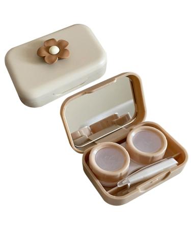 Zhoubingbing contact lens case 2PCs Nice flower contact -lens holder with mirror and applicator -tool -travel line contact -lens -lifestyle -resistant for daily work