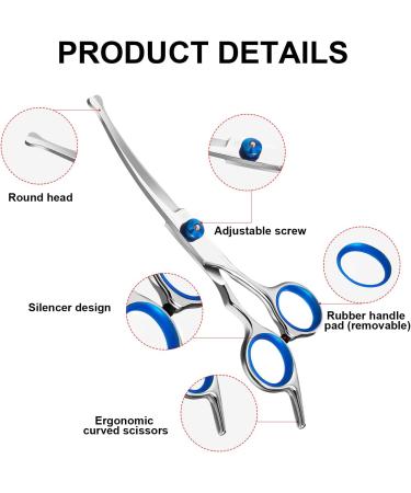 Professional Curved Dog & Cat Grooming Scissors Set - Fur Shears Thinning & Hair Cutting Tools for Pets | International Shipping Available - Buy Online on SooperMarket.com
