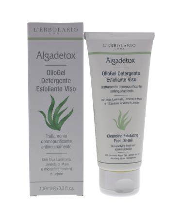 L'Erbolario Algadetox Cleansing Exfoliating Face Oil-Gel - Skin-Purifying Treatment Against Pollution - Gently And Effectively Cleanses Your Skin - Perfect To Tone Protect The Face - 3.3 Oz Cleanser
