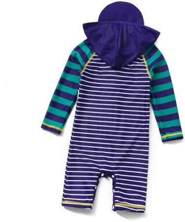 BONVERANO Baby Boys Swimsuit | UPF 50+ Full-Zip Hoodie One Piece Swimwear | 3-6 Months Stripe - Buy Online on SooperMarket.com