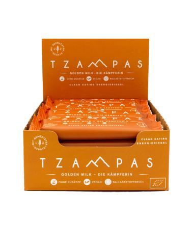TZAMPAS Clean Eating Energy Bar Golden Milk - The Fighter (16 x 40g) | Organic Vegan No Additives with Coconut & Turmeric - Buy Online on SooperMarket.com