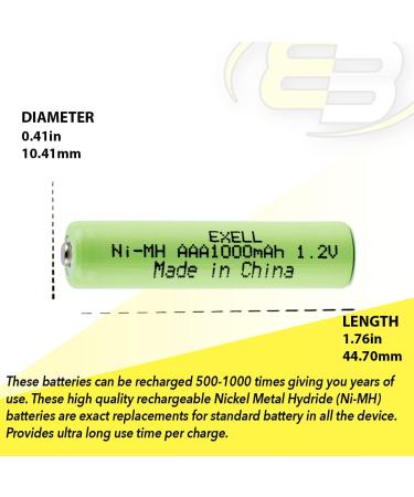 Exell 1.2V NiMH AAA Rechargeable Button-Top Battery 1000 mAh Replacement for Electric Razor & Toothbrush International Shipping Available - Buy Online on SooperMarket.com