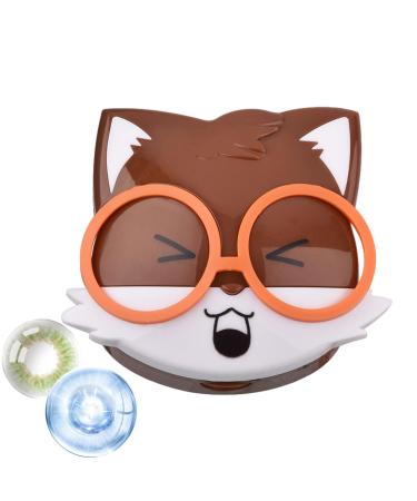 PEKMAR Contact Lens Case - Portable Animal Cartoon Contact Glasses Storage Box | Cute Squirrel Design Eye Contacts Organizer Case for Outdoor Traveling and Home Use