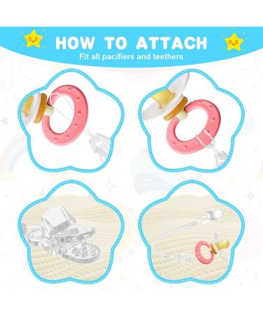 Vicloon Baby Dummy Clips 5 Pcs - BPA Free Soother Pacifier Chain Holder for Boys and Girls - Transparent Teether Toy Holder - Buy Online on SooperMarket.com