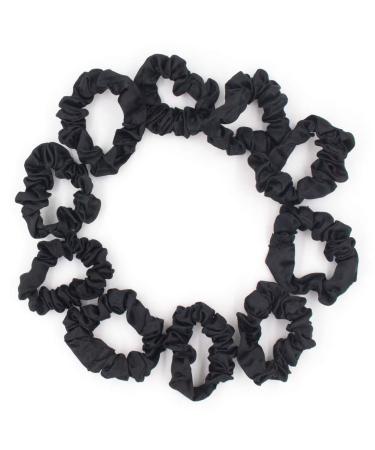 Set of 24 Black Satin Hair Scrunchies for Women - Elastic Hair Ties, Ponytail Holders, Fabric Hair Bands - Girls Hair Accessories - Buy Online on SooperMarket.com