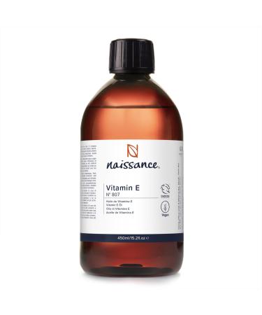 Naissance Vitamin E Oil (no. 807) 450ml - for Skin Face Hair Growth Scalp Nails Cuticles Scars - Natural & Plant-based 450 ml (Pack of 1)