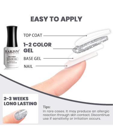 RARJSM Reflective Glitter Silver Gel Polish - 15ml - Soak Off UV/LED Curing for DIY Manicure - Buy Online on SooperMarket.com