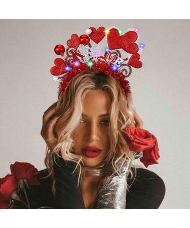 Vatocu LED Valentine's Day Headband Luminous Heart Headpiece Red Lips Headband Sequins Heart Hair Accessories for Holiday Wedding Birthday Party Gift - Buy Online on SooperMarket.com