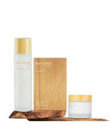 MAYCOOP 3 Step Moisturizing & Hydrating Korean Skincare Set - Raw Cream Skin Toner Moisturizer Face Cream Facial Mask Sheets All Skin Type