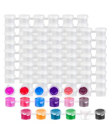 MUKCHAP 120 Strips 720 Pots 0.1 oz Paint Pot Strip with Lids  3 ml Mini Clear Plastic Empty Paint Cup Pots for Schools Paintings  Art Festivals  Summer Camps