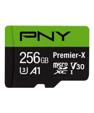 PNY 256GB Premier-X Class 10 U3 V30 microSDXC Flash Memory Card - 100MB/s, Class 10, U3, V30, A1, 4K UHD, Full HD, UHS-I, micro SD 256GB FLASH CARD