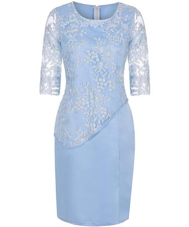 Womens Plus Size Floral Lace Sheath Dress - Knee Length Work Casual Party Cocktail Dress (Blue, Size L) - Buy Online on SooperMarket.com