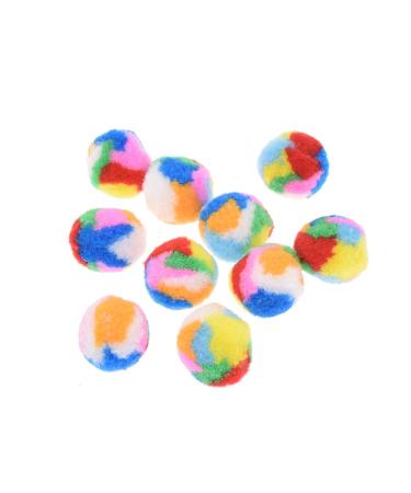 Towashine 10Pcs Small Assorted Color Kitty Yarn Puffs Cat Toys Cat Chase Balls 1.37" Diameter