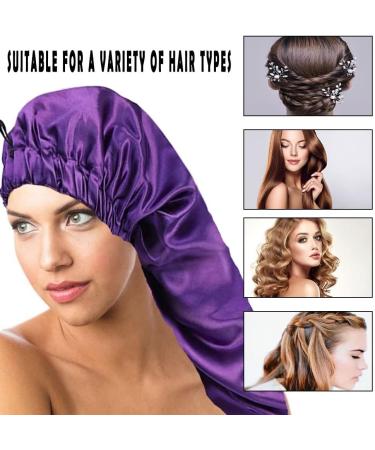 Shop Ladaypoa Long Satin Hair Hood for Girls | 2-Piece Silky Sleeping Hat Set - Extra Large Black & Purple Satin Sleeping Cap - Buy Online on SooperMarket.com