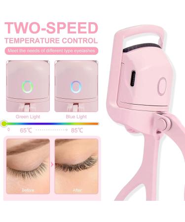 Heated Eyelash Curler Electric - 2 Modes, Quick Heating, Easy Curl, Long Lasting Natural Lashes - Save Makeup Time - Pink - Buy Online on SooperMarket.com
