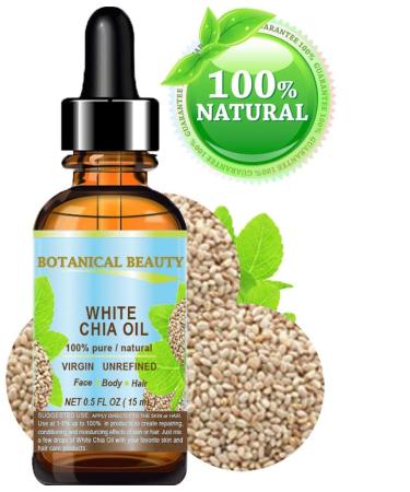 Botanical Beauty White Chia Seed Oil | 100% Pure Natural Virgin Cold-Pressed | 0.5 Fl oz for Face Skin Hair & Nails | Rich in Vitamin E - Buy Online on SooperMarket.com