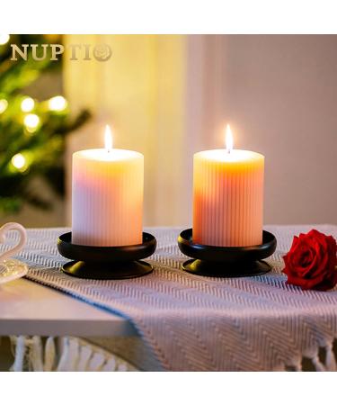 2-Piece Black Iron Column Candle Holder Set - 9cm Diameter Spike Holders for Wax & LED Candles - Perfect for Gardens Spas Weddings & Parties - Buy Online on SooperMarket.com