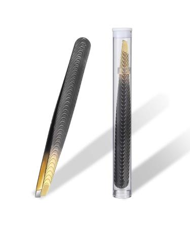 Andibro Eyebrow Hair Removal Tweezers Stainless Steel Precision Eyebrow Pluckers Non-Slip Handles No Gaps Professional Flat Tip for Ingrown Facial Hair Lashes Home Men Women Beauty Salon(slanted tip)