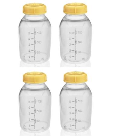 Medela Breast Milk Collection Storage Feeding Bottle w/ Lid 5 Oz/ 150 Ml X4
