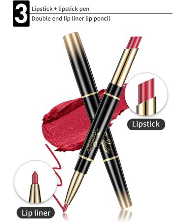 ChaneeHann 2-in-1 Lipstick & Liner Set - Matte Lipstick & Liner Pencil, Waterproof Makeup - Buy Online on SooperMarket.com