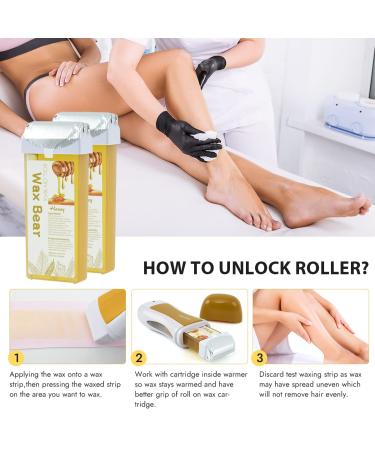 Wax Bear Roll On Wax Kit - Sensitive Skin Soft Wax Heater with Cartridge Refill, 10 Wipes, 100 Wax Strips - Yellow - Buy Online on SooperMarket.com