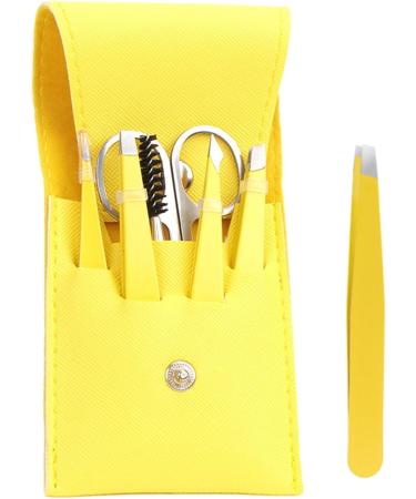 Eyebrow Shaping Kit | with Travel Case Eyebrow Scissors Kit Brow Scissors Eyebrow Kit | Eyebrow Scissors for Women Eyebrow Grooming Kit for Ingrown Hair Hair Plucking Daily Puchen Lemon Yellow 6-piece Set - Buy Online on SooperMarket.com