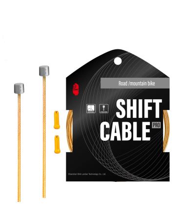 Chooee Bicycle PRO Shift Cable for Shimano/SRAM Shifter Cable Universal 2100mm/2500mm/3000mm/3500mm Ultra Slick Derailleur Cable gold 2x2500mm