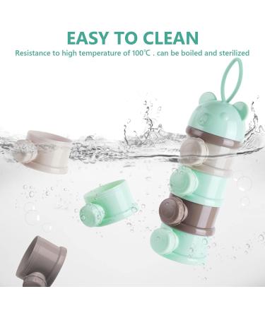 Vicloon Baby Milk Powder Dispenser - Portable 4-Layer Twist-Lock Container for Kids - Stackable Snack Storage - Green/Grey - Buy Online on SooperMarket.com
