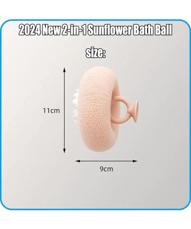 2024 Upgrade 2-in-1 Sunflower Bath Ball & Exfoliating Sponge Set Soft Shower Sponges with Suction Cup for Men & Women (4pcs - Buy Online on SooperMarket.com