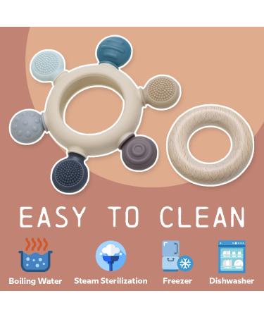 LoveyLu Silicone Teething Ring - BPA Free Teether Toy for Newborns | Chewable & Soothing Gum Pain Relief (Blue) - Buy Online on SooperMarket.com