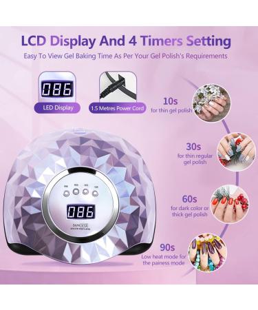 iBigLY 248W UV LED Nail Lamp - Faster Curing Nail Dryer for Gel Polish - 60 Lamp Beads, 4 Timers, Auto Sensor - Home Salon Nail Art Light - Purple - Buy Online on SooperMarket.com