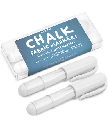 2 Pack Fabric Chalk Markers for Sewing and Quilting - Refillable Chalk Pencils - White Sewing Chalk for Fabric for Easy and Consistent Erasable Marking - Tailors Chalk for Fabric Marking