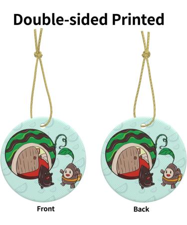 YYHHAOFA Sunflower Seeds Watermelon Seeds Prints Christmas Ceramic Round Pendant Decoration - Festive Hanging Ornament for Stores and Homes -2.9 in - Buy Online on SooperMarket.com
