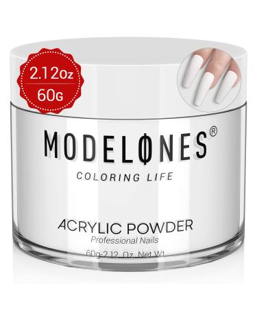 Modelones White Acrylic Powder - 2.12oz Professional White Acrylic Nail Powder for Girls and Women Long Lasting Nail Extension Nail Carving 3D Nail Design, No Need Nail Lamp 2.12 Ounce (Pack of 1) White