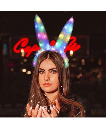 Zoestar Light Up Bunny Headband Led Glow Rabbit Ear Hair Bands Bunny Cosplay Costume Headwear for Women - Buy Online on SooperMarket.com