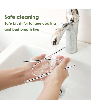 Stainless Steel Tongue Scraper Set with Travel Case - Reduce Bad Breath, Metal Cleaner for Adults - 2 PCS Silver - Buy Online on SooperMarket.com