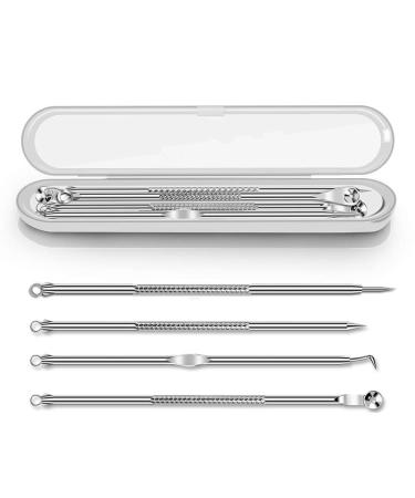 4 -pack remover remover comedone squeezer set Ellolife Blackhead Remover with box made of stainless steel acne white white shears remote kit for all skin types (silver)