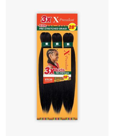 Sensationnel African Collection 3X X-PRESSION KIDS PRE-STRETCHED BRAID 28 (3-PACK SM1B/BG)