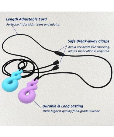 Chew Necklace for Boys and Girls - Silicone Chew Toys 4PCS Set | Teardrop Twist Pendants | Sensory for Autism & Special Needs | BPA Free - Buy Online on SooperMarket.com