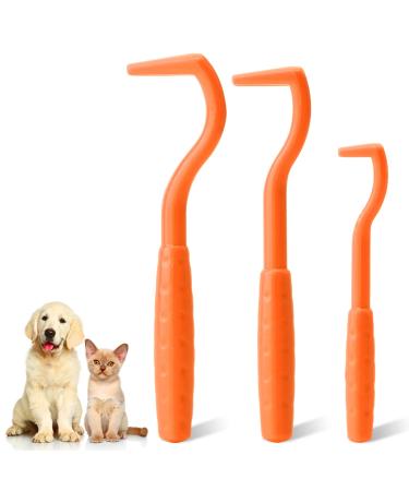 Greoer 3 Pieces of Tick Remover Tools for Dogs Painlessly Tick Removal Tool Multifunctional Tick Remover Kit for Dog Cats Rabbits Ideal Tick Hooks for Pet Shop Home Use Orange