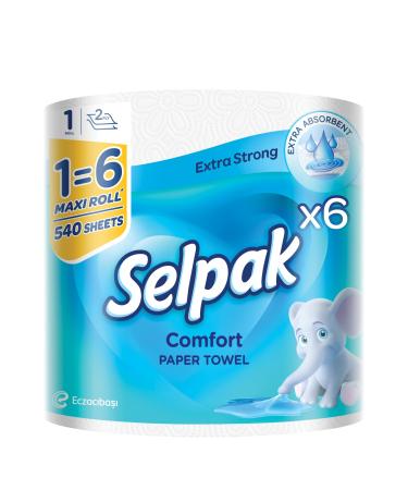 Selpak comfort maxi 100% pure cellulose kitchen roll 2-layer 3240 sheet suitable for food contact kitchen towels kitchen paper towels towel rolls 6 Pack 6 maxi rolls