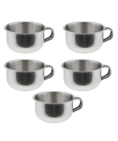 F Fityle 5 Pieces Stainless Steel Men Barber Beard Shaving Bowl Cup with Handle