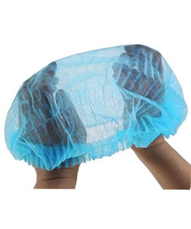 100PCS Disposable Work Shop Hat Head Cover Dust Cap Headbands Hairwear Hair Net Accessory For Doctors Nurses Cook Food Service (Blue)