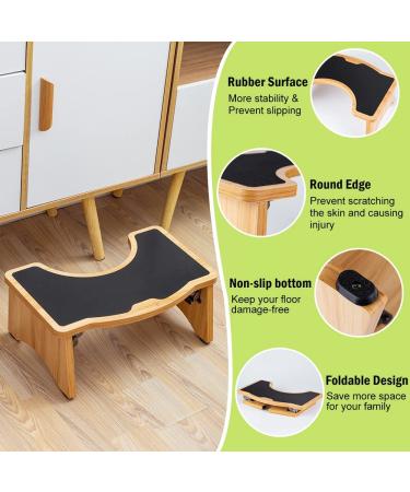 StrongTek Squatting Toilet Stool for Adults  7 Inches Foldable Toilet Stool for Bathroom  350 Lbs Capacity  Potty Stool with Heavy Duty Hinges and Rubber Non-Slip Surface for More Stability and Safety Wood - Buy Online on SooperMarket.com