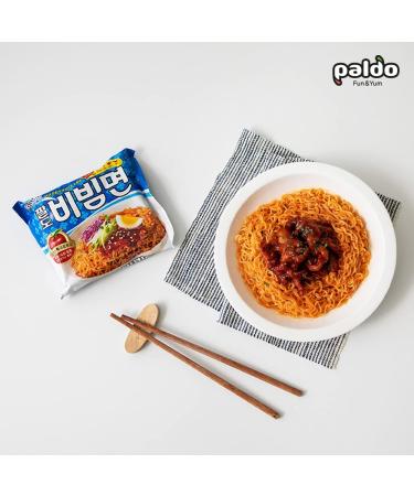 Paldo Fun & Yum Bibim Men Instant Cold Noodles 20 Pack - Sweet & Spicy Seasoned Brothless Ramen - Korean Ramyun Family Pack - 130g x 20 - Buy Online on SooperMarket.com
