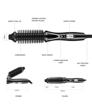 Buy Dual Voltage Curling Iron Brush - Foldable Tourmaline Ceramic Ionic Hair Hot Brush (1 in) | Anti-Scald International Shipping Available - Buy Online on SooperMarket.com