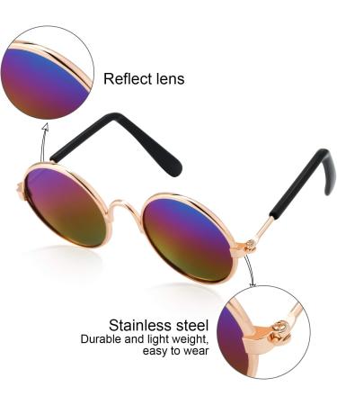 6-Piece Cat Sunglasses for Pets | Funny Retro Circular Eyewear for Small Dogs | Photos Props & Cosplay Glasses in Black & Mix Reflective Colors - Buy Online on SooperMarket.com