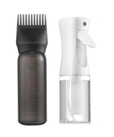 URRANEE Root Comb Applicator Bottle with Scale Hair Dye Applicator Brush Spray Bottles Continuous Ultra Fine Mist (black)